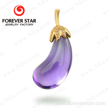 14k Gold Jewelry Rose Pendant Amethyst Jewelry Pendant